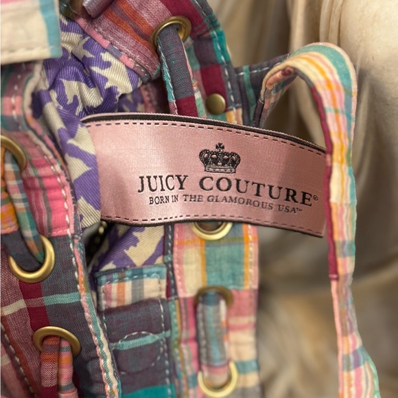 Royal Juicy Couture Purse Purple With Plaid Straps Crown Vintage Pink Crossbody - Picture 11 of 14